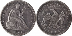 Liberty Seated Silver Dollar
1870-CC Liberty Seated Silver Dollar. OC-3. Rarity-5+. EF Details--Environmental Damage (PCGS).
Plenty of bold to sharp...