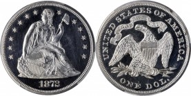 Liberty Seated Silver Dollar
1872 Liberty Seated Silver Dollar. Proof. Unc Details--Altered Surfaces (PCGS).
The 1872 is one of the more frequently ...