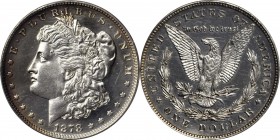 Morgan Silver Dollar
1878 Morgan Silver Dollar. 8 Tailfeathers. Proof-61 (PCGS).
A predominantly brilliant specimen with an enhancing crescent of co...