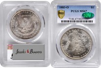 Morgan Silver Dollar
1883-O Morgan Silver Dollar. MS-67 (PCGS). CAC.
A brilliant and snowy-white Superb Gem with a faint dusting of peach patina acr...