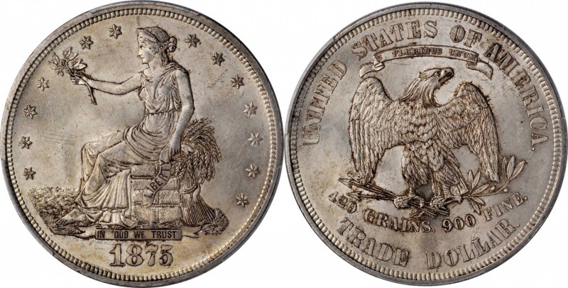 Trade Dollar
1875 Trade Dollar. Type I/II. MS-63 (PCGS).
Endearing Choice Mint...