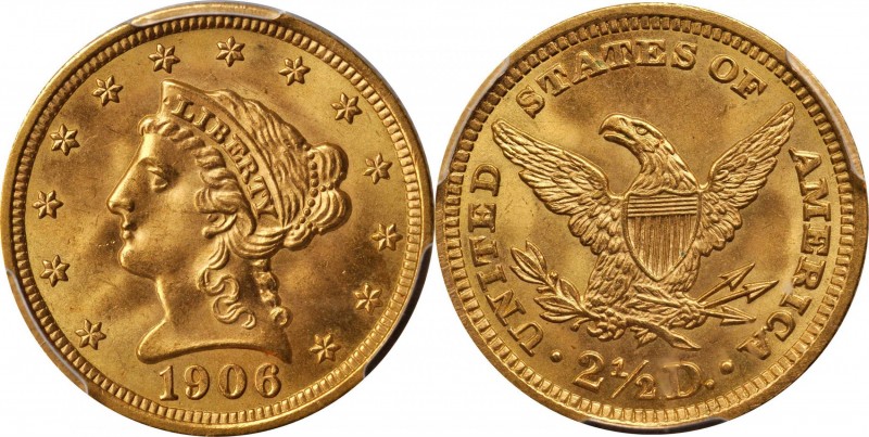 Liberty Head Quarter Eagle
1906 Liberty Head Quarter Eagle. MS-67 (PCGS).
With...