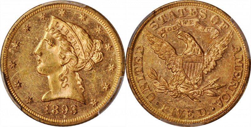 Liberty Head Half Eagle
1893 Liberty Head Half Eagle. MS-62 PL (PCGS).
Reflect...