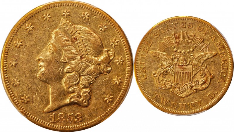 Liberty Head Double Eagle
1853-O Liberty Head Double Eagle. Winter-1, the only ...