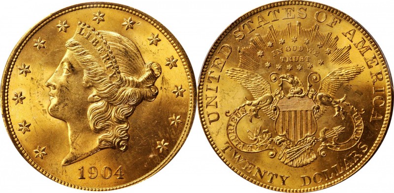 Liberty Head Double Eagle
1904 Liberty Head Double Eagle. MS-65 (PCGS).
Vibran...