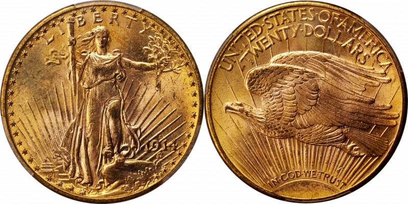 Saint-Gaudens Double Eagle
1914-D Saint-Gaudens Double Eagle. MS-66 (PCGS).
A ...