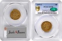 Liberty Head Half Eagle
1855-C Liberty Head Half Eagle. Winter-1. Die State I. EF-40 (PCGS). CAC.
Well balanced EF quality with warm, even, olive-or...