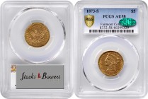 Liberty Head Half Eagle
1873-S Liberty Head Half Eagle. AU-58 (PCGS). CAC.
A beautiful and original coin, both sides exhibit attractively original p...