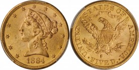 Liberty Head Half Eagle
1884-S Liberty Head Half Eagle. MS-63+ (PCGS). CAC.
Fully impressed with razor sharp detail throughout, this gorgeous exampl...