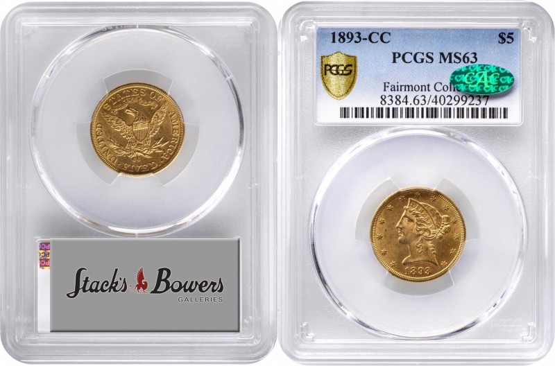 Liberty Head Half Eagle
1893-CC Liberty Head Half Eagle. Winter 2-A. MS-63 (PCG...