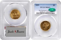 Liberty Head Half Eagle
1899 Liberty Head Half Eagle. MS-63+ (PCGS). CAC.
Razor sharp in strike, this lovely example also offers full mint frost, mo...