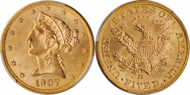 Liberty Head Half Eagle
1907-D Liberty Head Half Eagle. MS-64 (PCGS). CAC.
Fro...