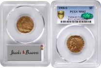 Indian Half Eagle
1908-S Indian Half Eagle. MS-62 (PCGS). CAC.
Blended medium gold and rose patina is seen on both sides of this overall sharply str...