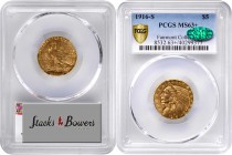 Indian Half Eagle
1916-S Indian Half Eagle. MS-63+ (PCGS). CAC.
Offered is a lovely example of a historic U.S. gold issue, the final half eagle stru...