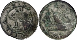Sommer Islands Shilling
Undated (ca. 1616) Sommer Islands Shilling. BMA Type I, W-11460. Rarity-5. Small Sails. EF-40 (PCGS).
This is an iconic coin...