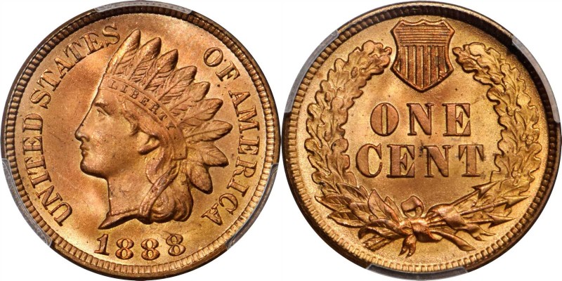 Indian Cent
1888 Indian Cent. MS-66+ RD (PCGS).
A visually stunning example wi...