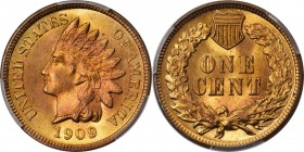 Indian Cent
1909 Indian Cent. MS-67+ RD (PCGS). CAC.
This truly breathtaking example is aglow with fiery-orange and golden-apricot colors, the surfa...