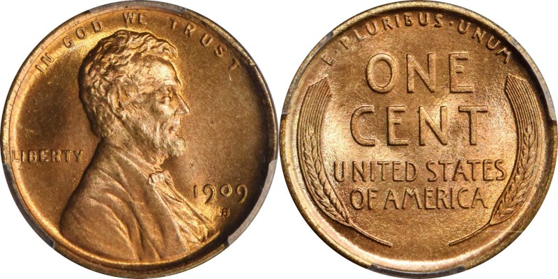 Lincoln Cent
1909-S Lincoln Cent. MS-67 RD (PCGS).
A breathtakingly beautiful ...