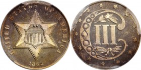 Silver Three-Cent Piece
1862 Silver Three-Cent Piece. Proof-67 Cameo (PCGS). CAC.
A delicate patina of bronze and cabernet hues accent the borders o...
