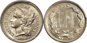 Nickel Three-Cent Piece
1873 Nickel Three-Cent Piece. Open 3. MS-66+ (PCGS).
A radiant and overall brilliant Gem with the faintest shimmer of golden...