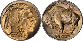 Buffalo Nickel
1924-D Buffalo Nickel. MS-66 (PCGS).
Blended shades of golden and lavender iridescence accent the satiny surfaces of this Gem. The co...