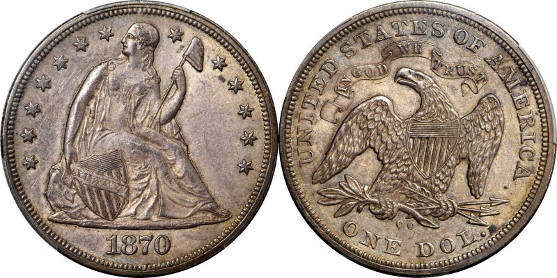 Liberty Seated Silver Dollar
1870-CC Liberty Seated Silver Dollar. OC-2. Rarity...