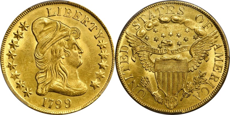 Capped Bust Right Eagle
1799 Capped Bust Right Eagle. BD-10, Taraszka-22. Rarit...