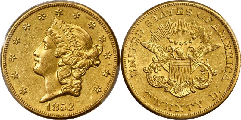 Liberty Head Double Eagle
1853-O Liberty Head Double Eagle. Winter-1, the only ...