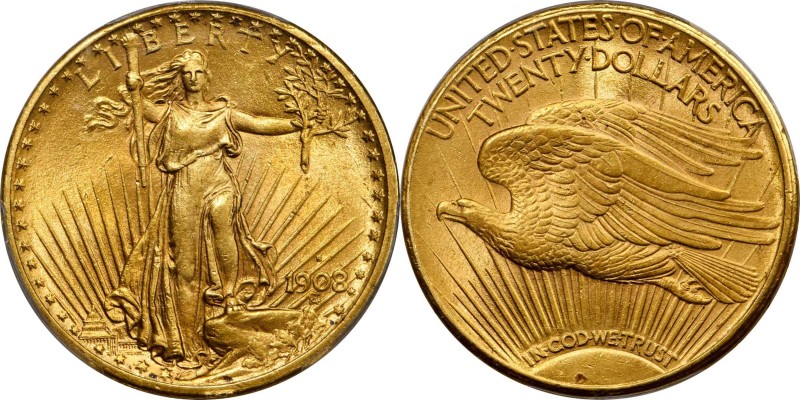 Saint-Gaudens Double Eagle
1908-S Saint-Gaudens Double Eagle. MS-63 (PCGS).
Sc...