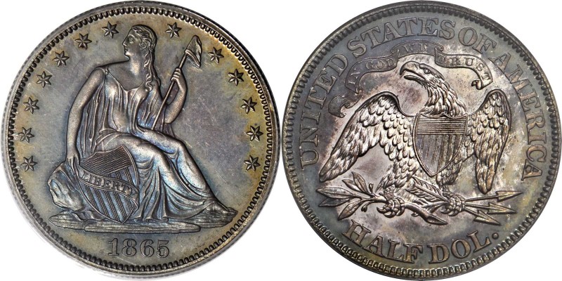 Pattern and Experimental Coins
1865 Pattern Liberty Seated Half Dollar. Judd-42...