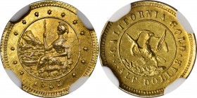 California Small Denomination Gold
1853 Round 50 Cents. BG-435. Rarity-5-. Arms of California, "Humbert" Eagle. MS-65 (NGC).
A beautiful example of ...