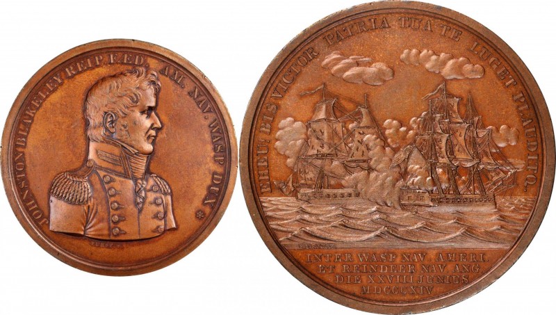 Naval Medals
1814 Captain Johnston Blakely / USS Wasp vs. HMS Reindeer Medal. B...