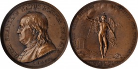 Benjamin Franklin
"1784" (1880-1898) Franklin Winged Genius Medal. Paris Mint Restrike. Greenslet GM-35, Betts-619. Bronze. Edge: (cornucopia). MS-64...