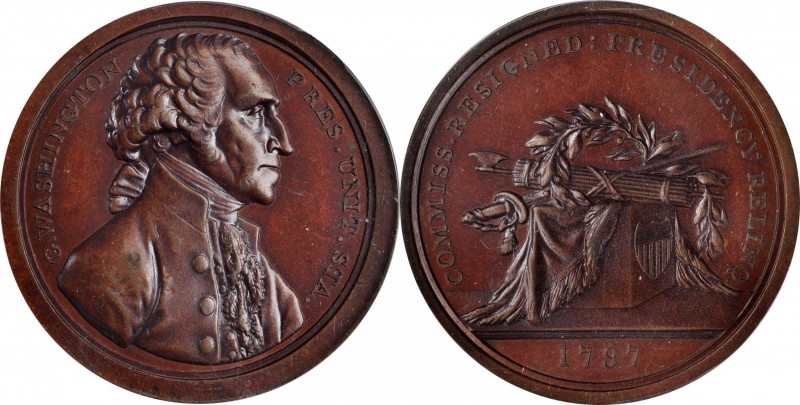 Washingtoniana
"1797" (ca. 1859) Sansom Medal. First Reissue. Musante GW-59, Ba...