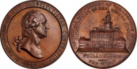 Washingtoniana
1887 Constitutional Centennial Medal. Large Size. Musante GW-1042, Baker-A1800. Bronze. About Uncirculated.
51 mm.
Estimate: $125