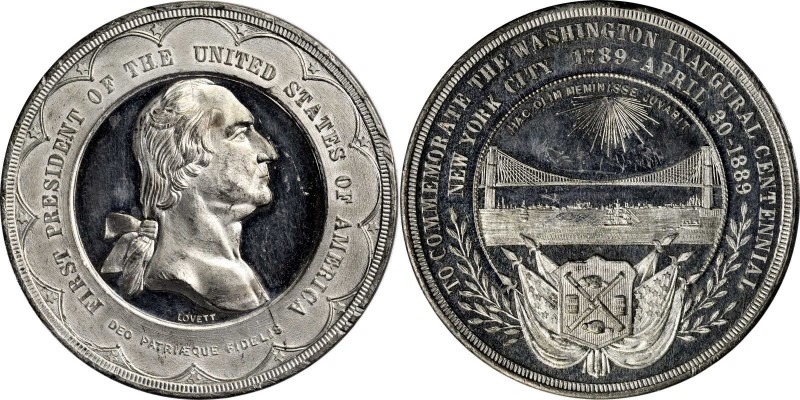 Washingtoniana
1889 Brooklyn Bridge Medal, with Sun. Musante GW-1087A, Douglas-...