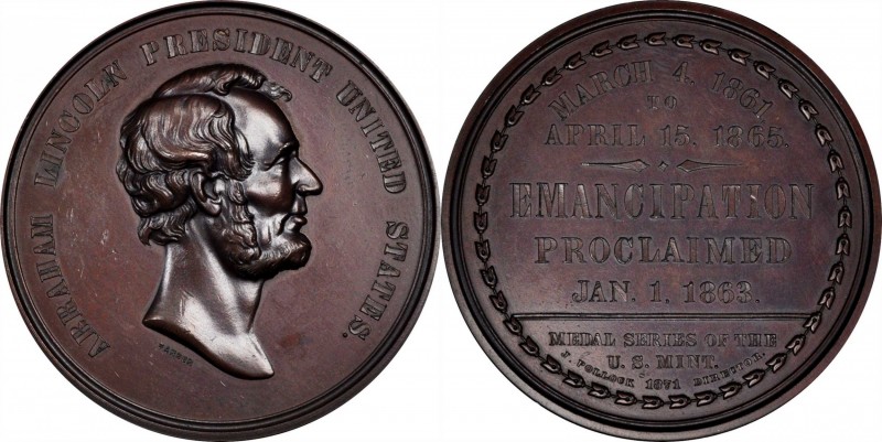 Lincolniana
1871 Emancipation Proclamation Medal. By William Barber. Cunningham...