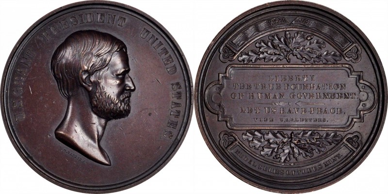 Presidents and Inaugurals
Undated (1872) Ulysses S. Grant Presidential Medal. B...