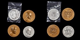 Presidents and Inaugurals
Lot of (4) Richard Nixon Official Inaugural Medals. Mint State.
Included are: 1969 silver, Dusterberg-OIM 17S64, 134.2 gra...