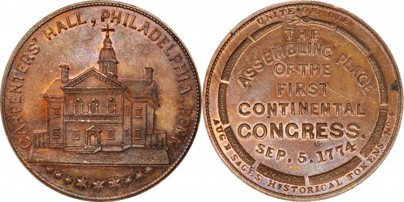 Augustus B. Sage Medals
"1774" (ca. 1858) Sage's Historical Tokens -- No. 4, Ca...
