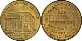Augustus B. Sage Medals
"1767" (ca. 1870s) Sage's Historical Tokens -- No. 13, The Old Swamp Church. Restrike. Bowers-13. Die State II. Brass. Reeded...