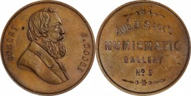 Augustus B. Sage Medals
Undated (1859) Sage's Numismatic Gallery -- No. 9, Robert J. Dodge. Original. Bowers-9. Die State I. Copper. Plain Edge. Mint...
