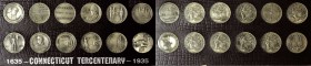 Commemorative Medals
Set of (12) 1935 Connecticut Tercentenary Medals. Antiqued Nickel-Silver. Mint State.
Each is 32 mm, and all are housed in the ...