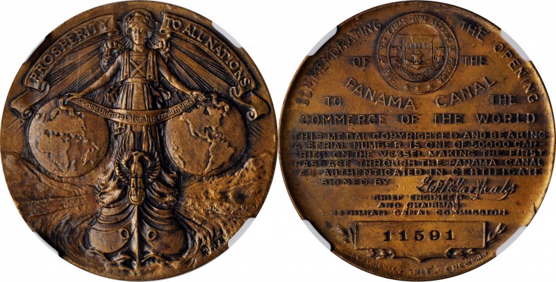 So-Called Dollars
1914 Panama Canal Completion Medal. HK-398. Rarity-4. Bronze....