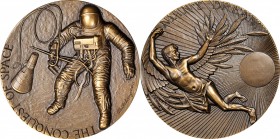 Aviation and Space
(1971) Cased Set of (2) Medals Depicting Man's Conquest of Space. By Paul Calle and Joseph Di Lorenzo. Bronze. Mint State.
63.5 m...