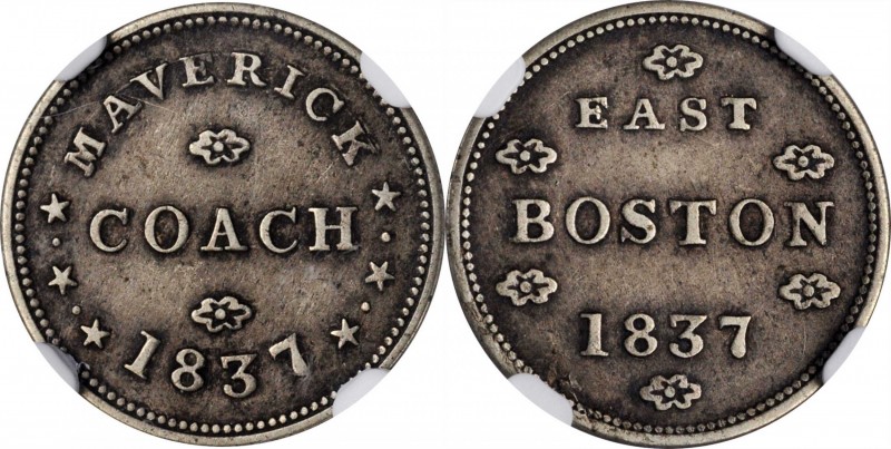 Hard Times Tokens
Massachusetts--East Boston. 1837 Maverick Coach. HT-172, Low-...