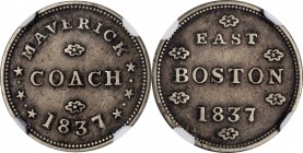 Hard Times Tokens
Massachusetts--East Boston. 1837 Maverick Coach. HT-172, Low-116, W-MA-200-10j. Rarity-5. German Silver. Plain Edge. EF-45 (NGC).
...