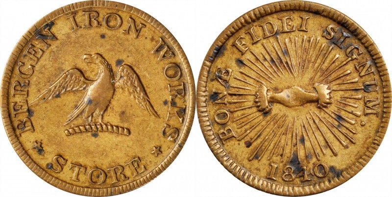 Hard Times Tokens
New Jersey--Lakewood. 1840 Bergen Iron Works. HT-205, Low-142...
