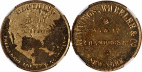 Merchant Tokens
New York--New York. Undated (1860) Jennings, Wheeler & Co. Miller-NY 388A. Brass. Reeded Edge. MS-65 PL (NGC).
29 mm.
Estimate: $12...
