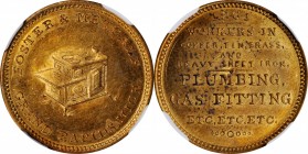 Civil War Store Cards
Michigan--Grand Rapids. 1861 Foster & Metcalf. Fuld-370C-1b. Rarity-3. Brass. Plain Edge. MS-63 (NGC).
21 mm.
Estimate: $100